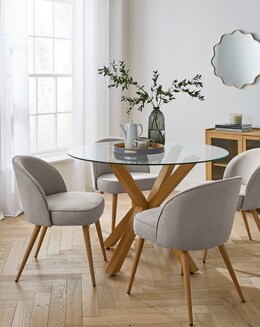 Bodie Oak Table & 4 Emilie Fabric Chairs - Image