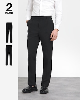 2 Pack Regular Pleat Stretch Formal Trouser