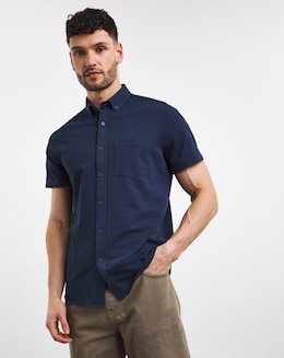 Short Sleeve Button Down Pique