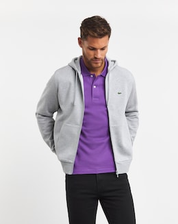 Lacoste Grey Classic Zip Through Hoodie
