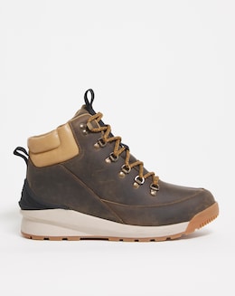 Dark Tan Leather Mid Walking Boot Wide
