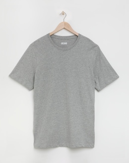 Pure Cotton Crew Neck T-Shirt Extra Long- Grey Marl