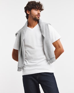 Pure Cotton V-Neck T-Shirt- White