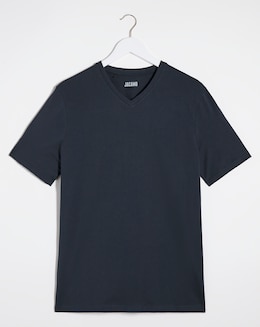 Pure Cotton V-Neck T-Shirt Long- Navy
