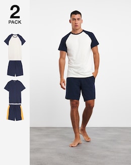 2 Pack Raglan Sleeve Tshirt and short PJ Set