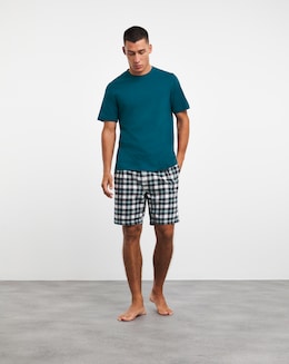 Tshirt and Check Flannel Shorts PJ Set