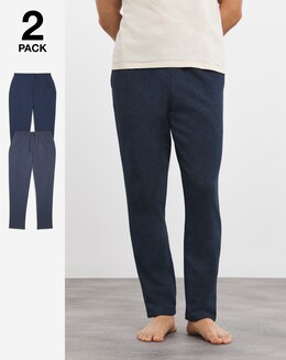 2 Pack Brush Back Jersey Open Hem Lounge Pants