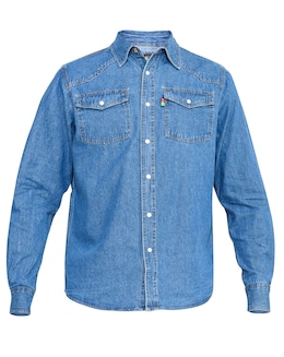 D555 Big &amp; Tall Duke Western Style Denim Shirt with Snap Buttons - Blue