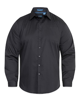D555 Corbin Long Sleeve Easy Iron Black Shirt