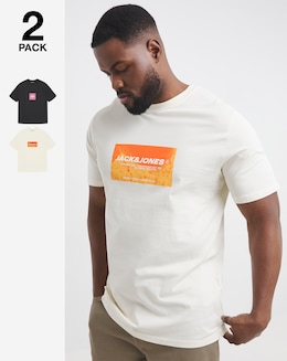 Jack &amp; Jones Charge Logo T-Shirt 2 Pack - Multi