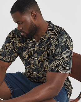 Jack &amp; Jones Jeff Print Resort Shirt - Black
