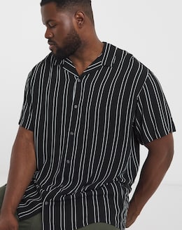 Jack &amp; Jones Jeff Stripe Resort Shirt - Black