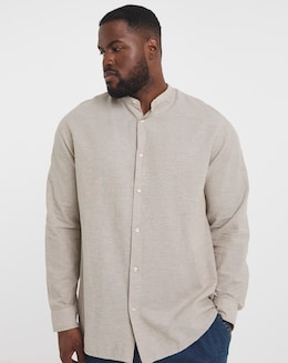 Jack &amp; Jones Breeze Grandad Linen Shirt - Natural