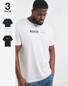 Jack &amp; Jones Corp Logo T-Shirt 3 Pack - Multi