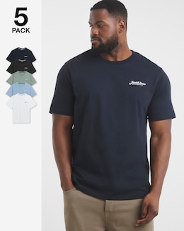 Jack &amp; Jones Beau Logo T-Shirt 5 Pack - Multi