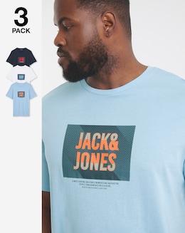 Jack &amp; Jones Hudson Logo T-Shirt 3 Pack - Multi
