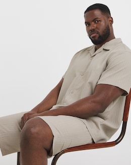 Jack &amp; Jones Textured Shirt &amp; Short Set - Natural