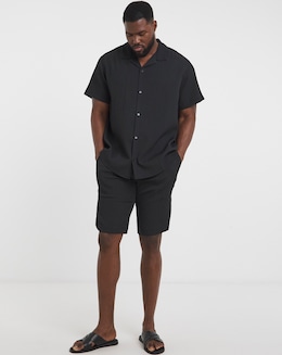 Jack &amp; Jones Textured Shirt &amp; Short Set - Black
