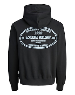 Jack &amp; Jones York Logo Hoodie - Black