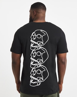 Jack &amp; Jones Skull Back Graphic T-Shirt - Black