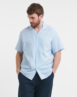 Jack &amp; Jones Breeze Resort Linen Shirt - Chambray Blue