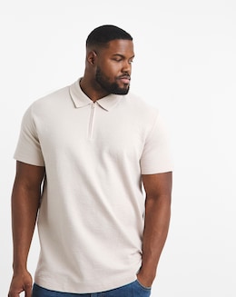 Jack &amp; Jones Benja 1/4 Zip Polo - Cream
