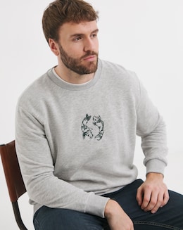 Jack &amp; Jones Japanese Koi Sweatshirt - Light Grey Melange