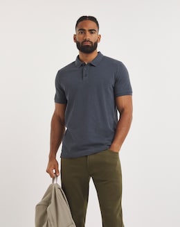 Denim Marl Pique Polo Long
