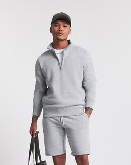 Superdry Grey Marl Vintage Logo Embroidered Quarter Zip Sweat