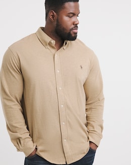 Polo Ralph Lauren Tan Long Sleeve Jersey Stretch Shirt
