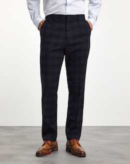 Reg Fit Dark Blue Check Trouser