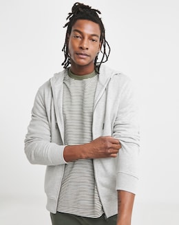 Full Zip Hoodie Long- Grey Marl