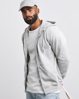 Full Zip Hoodie Extra Long- Grey Marl