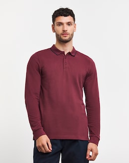 Long Sleeve Tipped Pique Polo Long
