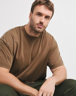 Relaxed Fit Acid Wash T-Shirt- Chestnut