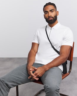 Supima Zip Neck Polo- White
