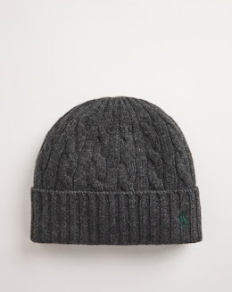 Polo Ralph Lauren Grey Cable Knit Merino Beanie
