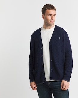 Polo Ralph Lauren Navy Cashmere Mix Cable Cardigan