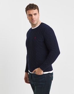 Polo Ralph Lauren Navy Cashmere Mix Cable Jumper