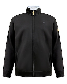 D555 Big &amp; Tall JOHNSON 1 Zip Through Sweatshirt with Chest Embroidery - Black