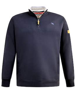 D555 Big &amp; Tall RUSSEL 2 Half Zip Sweatshirt with Chest Embroidery - Navy