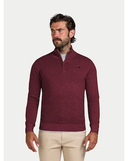 Raging Bull Classic Quarter Zip Cotton/Cashmere Knit Berry