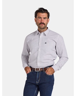 Raging Bull Long Sleeve Tattershall Brushed Cotton Shirt Purple