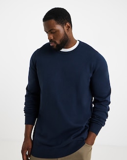 Cotton Crew Neck Knitted Jumper - Image