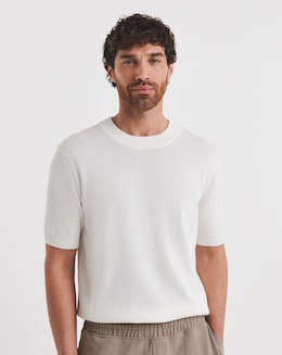 Folio Off White Knitted Crew Neck T-Shirt