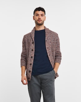 Twisted Yarn Shawl Neck Cardigan