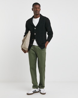 Black Cable Knit Shawl Neck Cardigan