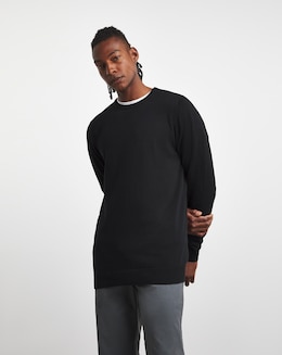 Black Cotton Crew Neck Jumper