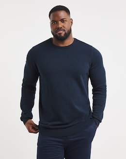 Dark Navy Cotton Crew Neck Jumper