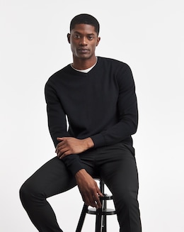 Black Cashmere Blend V Neck